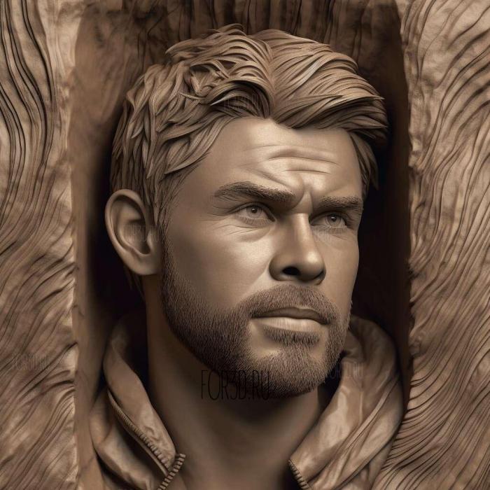 Chris Hemsworth 4 stl model for CNC